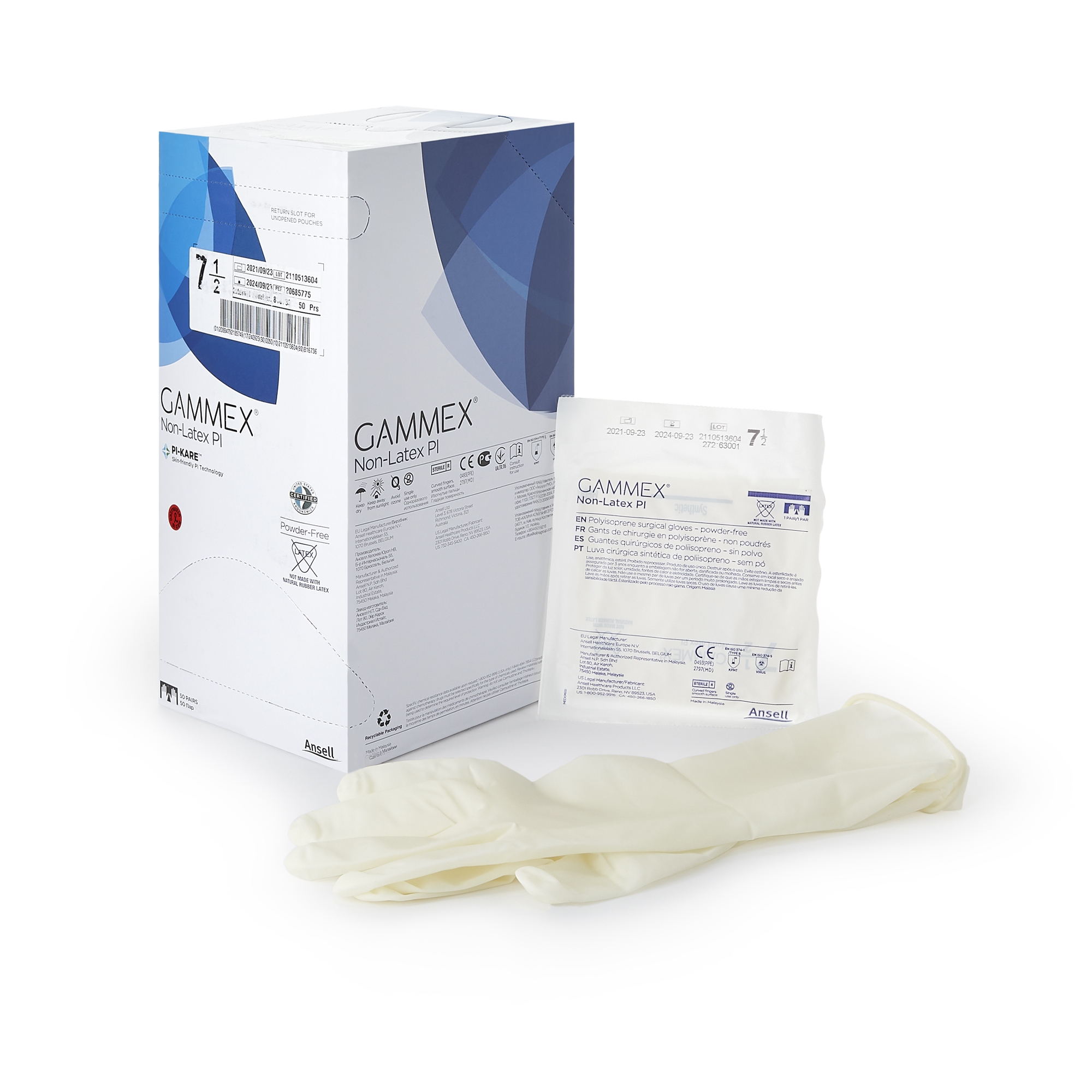 Gloves Surgical Glove GAMMEX® Non-Latex PI Size 7.5 Sterile Polyisoprene Standard Cuff Length Micro-Textured White Chemo Tested (50PR/BX 4BX/CS) by Ansell Healthcare Products LLC  ID 20685775